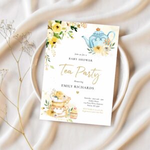 Tea party baby shower gender neutral baby brewing invitation r35d 1
