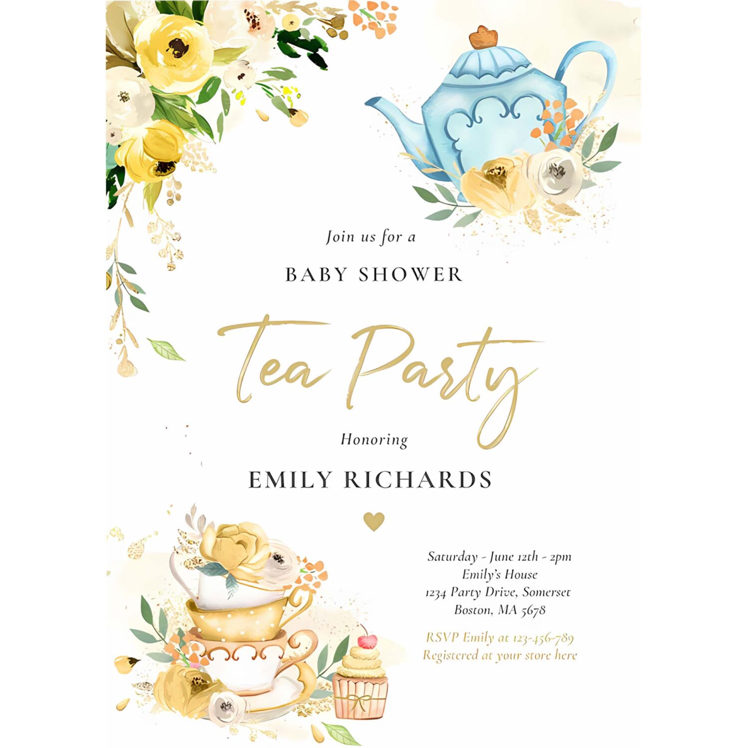 Tea party baby shower gender neutral baby brewing invitation r35d 4