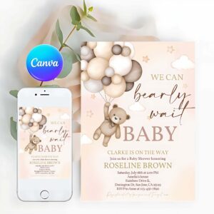 Teddy Bear Invitation, Teddy Bear Baby Shower Invitation