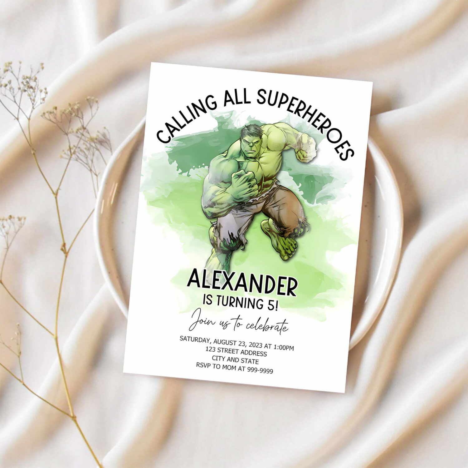 The hulk birthday invitation the incredible hulk invitation avengers invitation 1