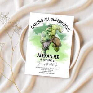 The hulk birthday invitation the incredible hulk invitation avengers invitation 1