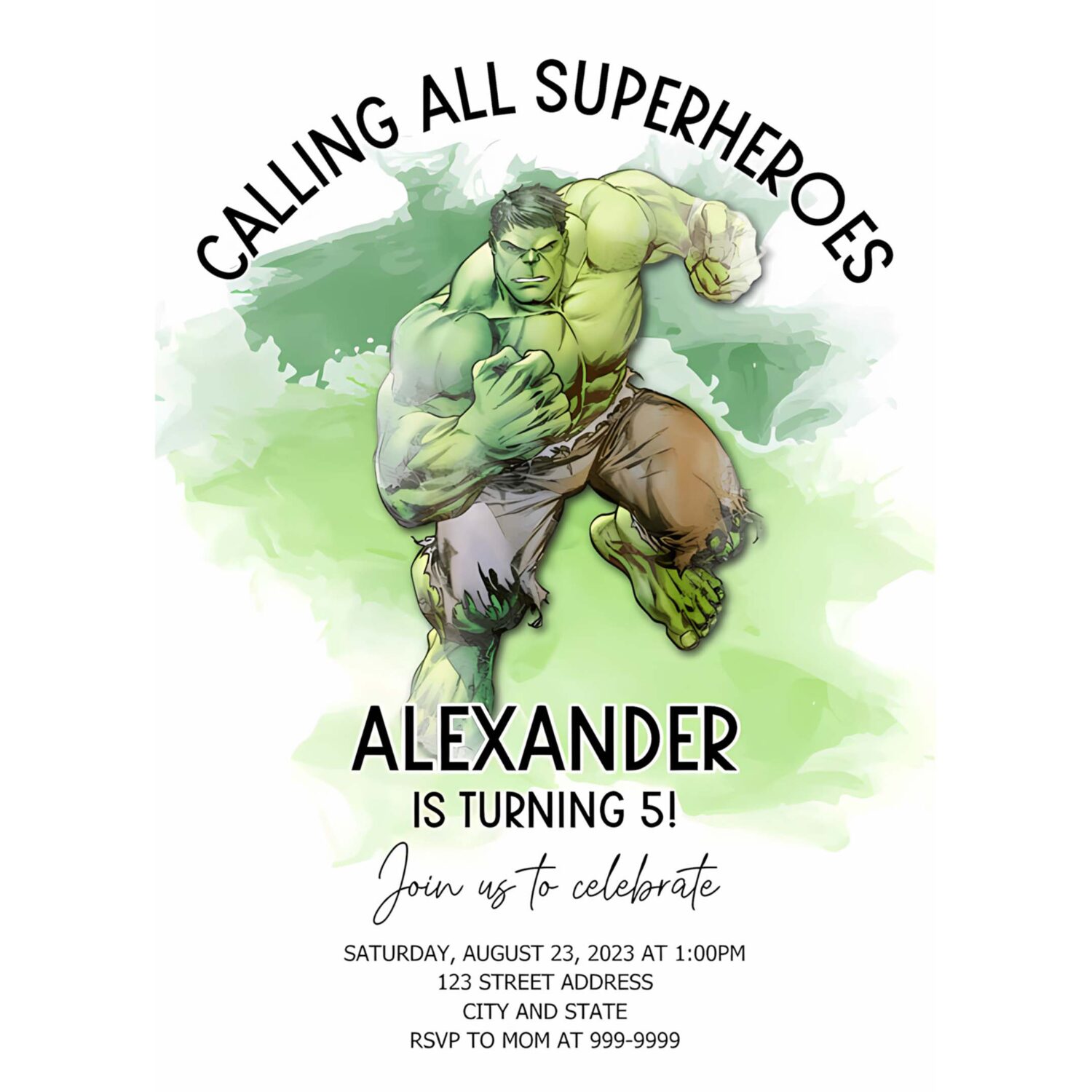 The hulk birthday invitation the incredible hulk invitation avengers invitation 4