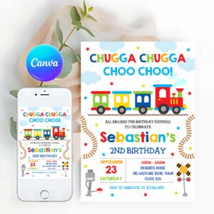 Train Invitation, Train Birthday Invitation, Toy Train Kids Invitation, Train Birthday Invitation
