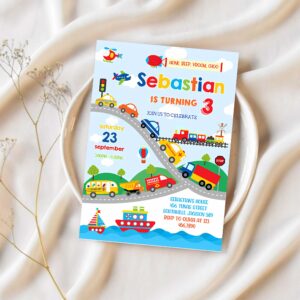 Transportation birthday invitation template transportation vehicle birthday invitation 1