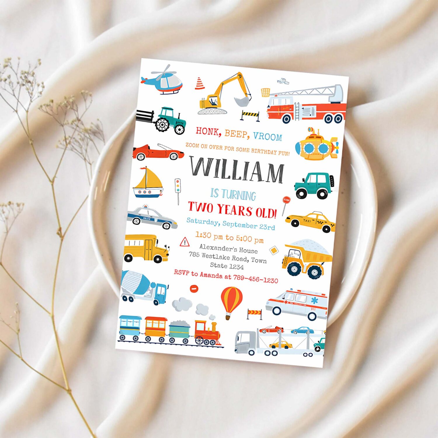 Transportation birthday invite transportation vehicle birthday invitation 1