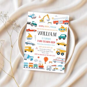 Transportation birthday invite transportation vehicle birthday invitation 1