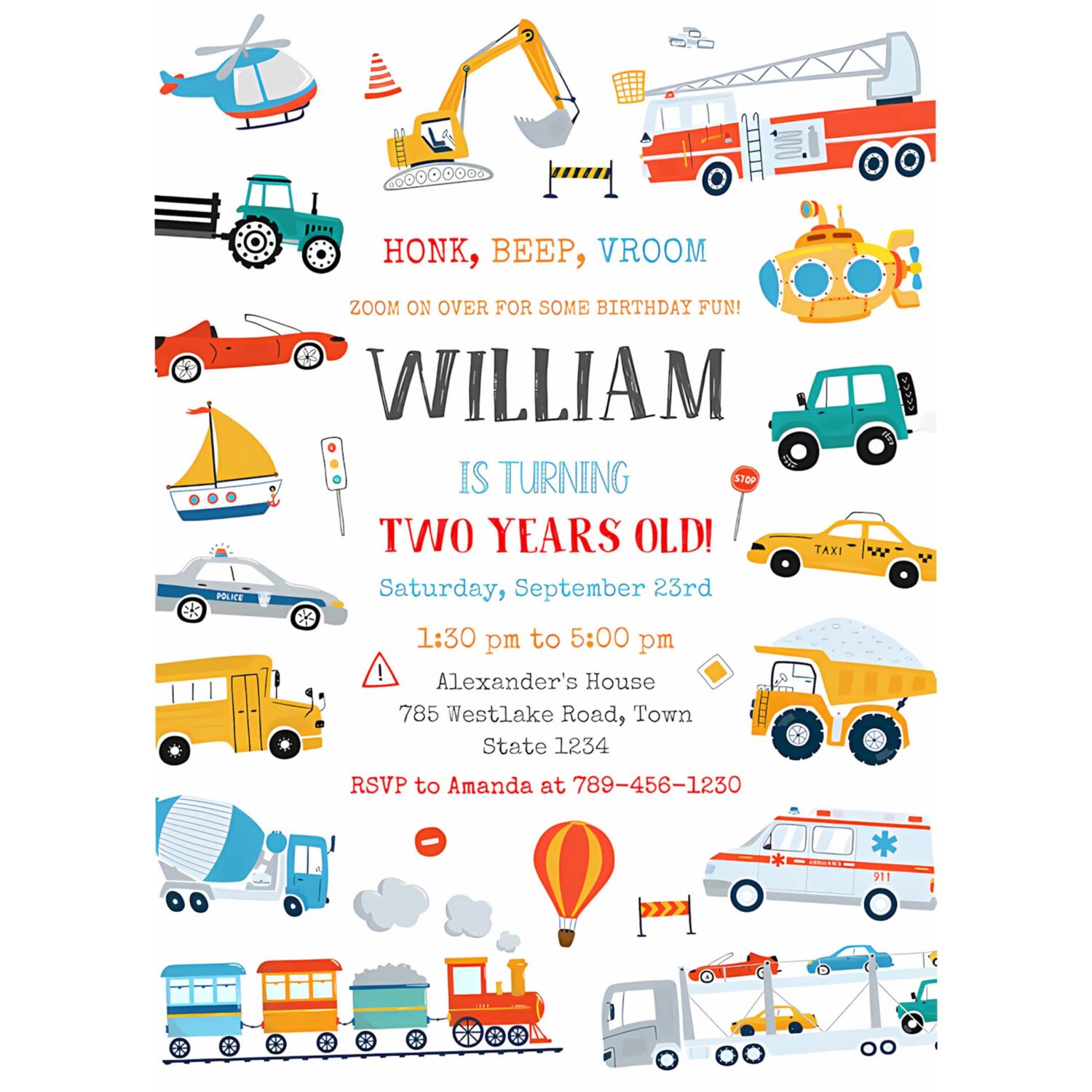 Transportation birthday invite transportation vehicle birthday invitation 4