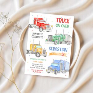 Truck birthday invitation template semi truck birthday invitation truck birthday invitation 1