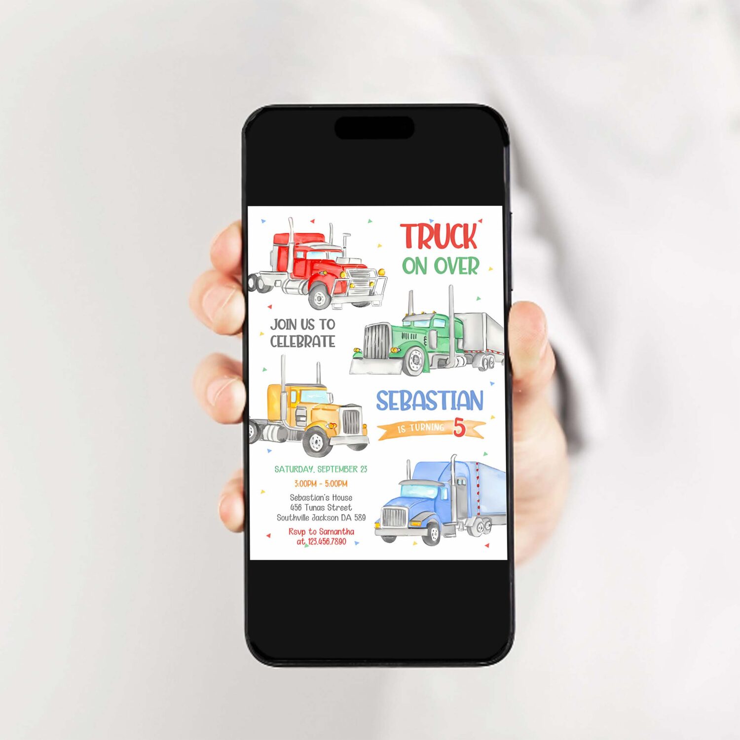 Truck birthday invitation template semi truck birthday invitation truck birthday invitation 2