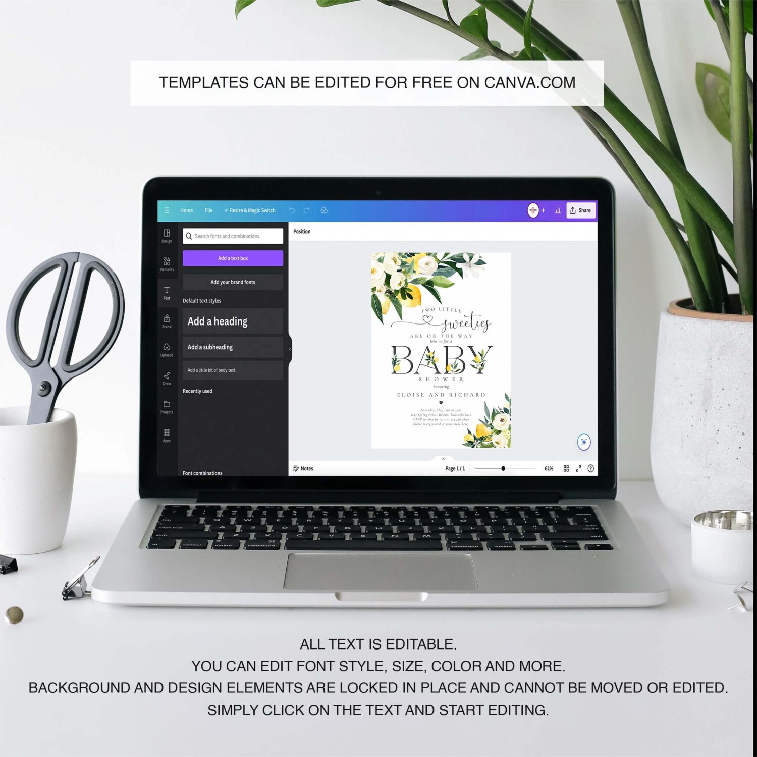 Twin two little sweeties on the way lemon invitation b25q 3