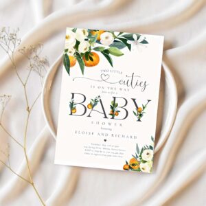 Twins two little cutie on the way baby shower invitation u92n 1