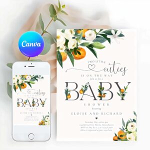 Twins Two Little Cutie On The Way Baby Shower Invitation