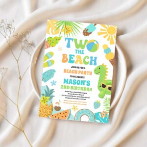 Two the beach summer 2nd birthday beach party invitation r33u 1