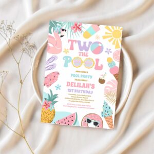 Two the pool summer 2nd birthday pool party invitation z65h 1