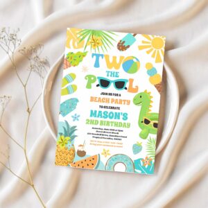 Two the pool summer 2nd birthday pool party invitation x44j 1