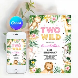 Two Wild Invitation, Two Wild Birthday Invitation