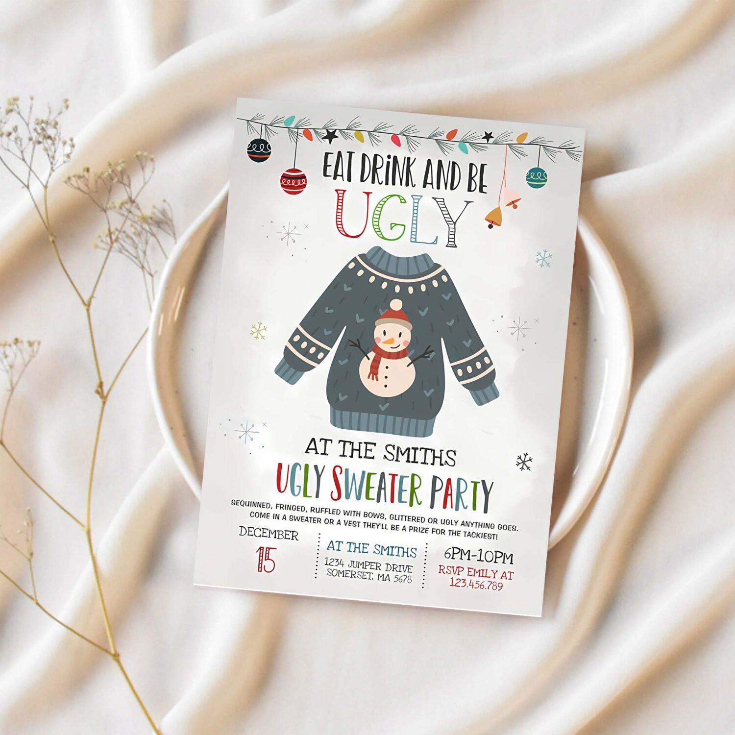 Ugly sweater party invitation christmas elfed up d90b 1