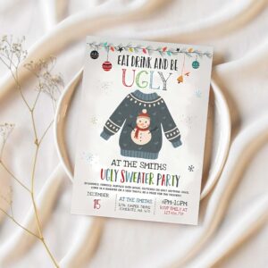 Ugly sweater party invitation christmas elfed up d90b 1