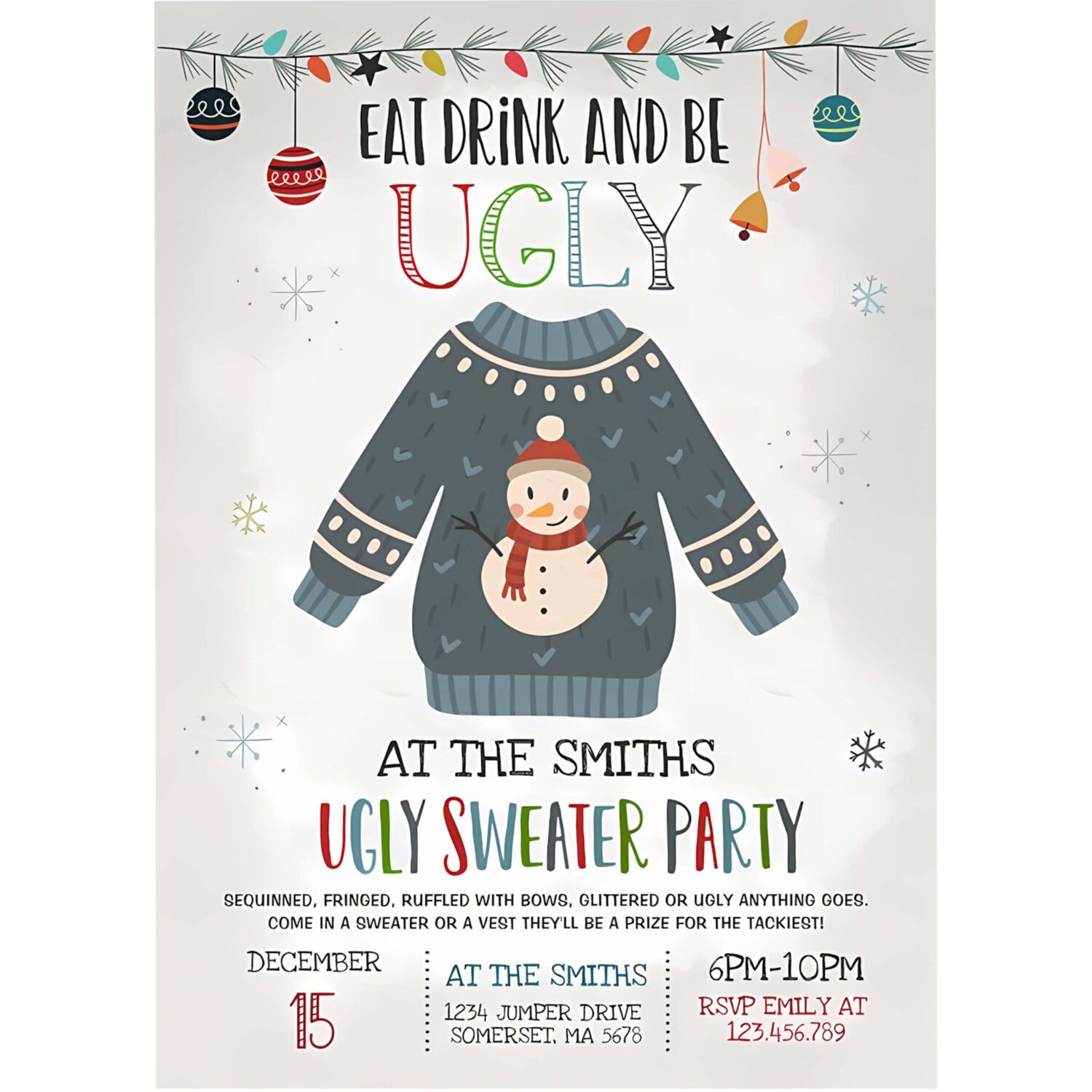 Ugly sweater party invitation christmas elfed up d90b 4