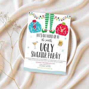 Ugly sweater party invitation christmas elfed up t18o 1