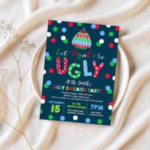 Ugly sweater party invitation eat drink be ugly q62c 1