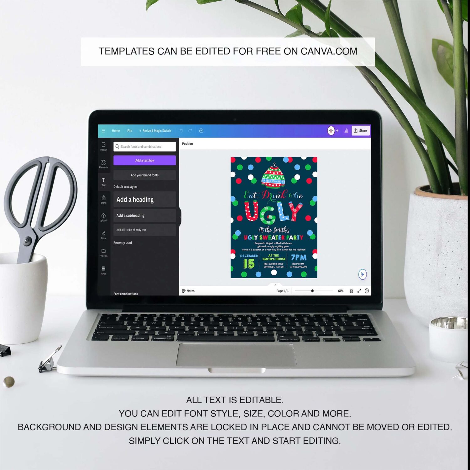 Ugly sweater party invitation eat drink be ugly q62c 3