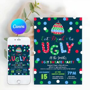 Ugly Sweater Invitation, Ugly Sweater Party Invitation Eat Drink & Be Ugly