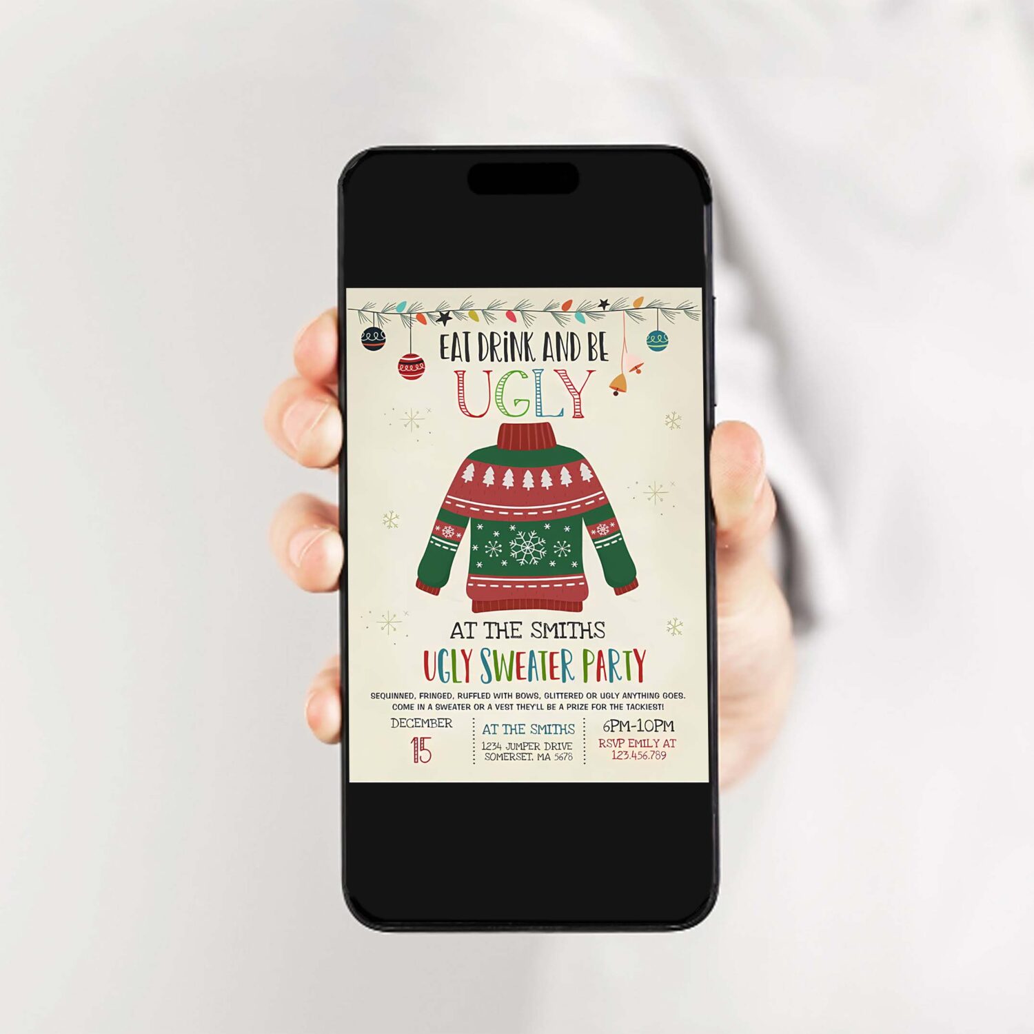 Ugly sweater party invite eat drink and be ugly c96d 2
