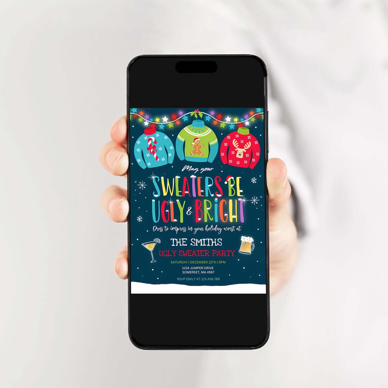 Ugly sweater party invite ugly and bright sweater l89x 2