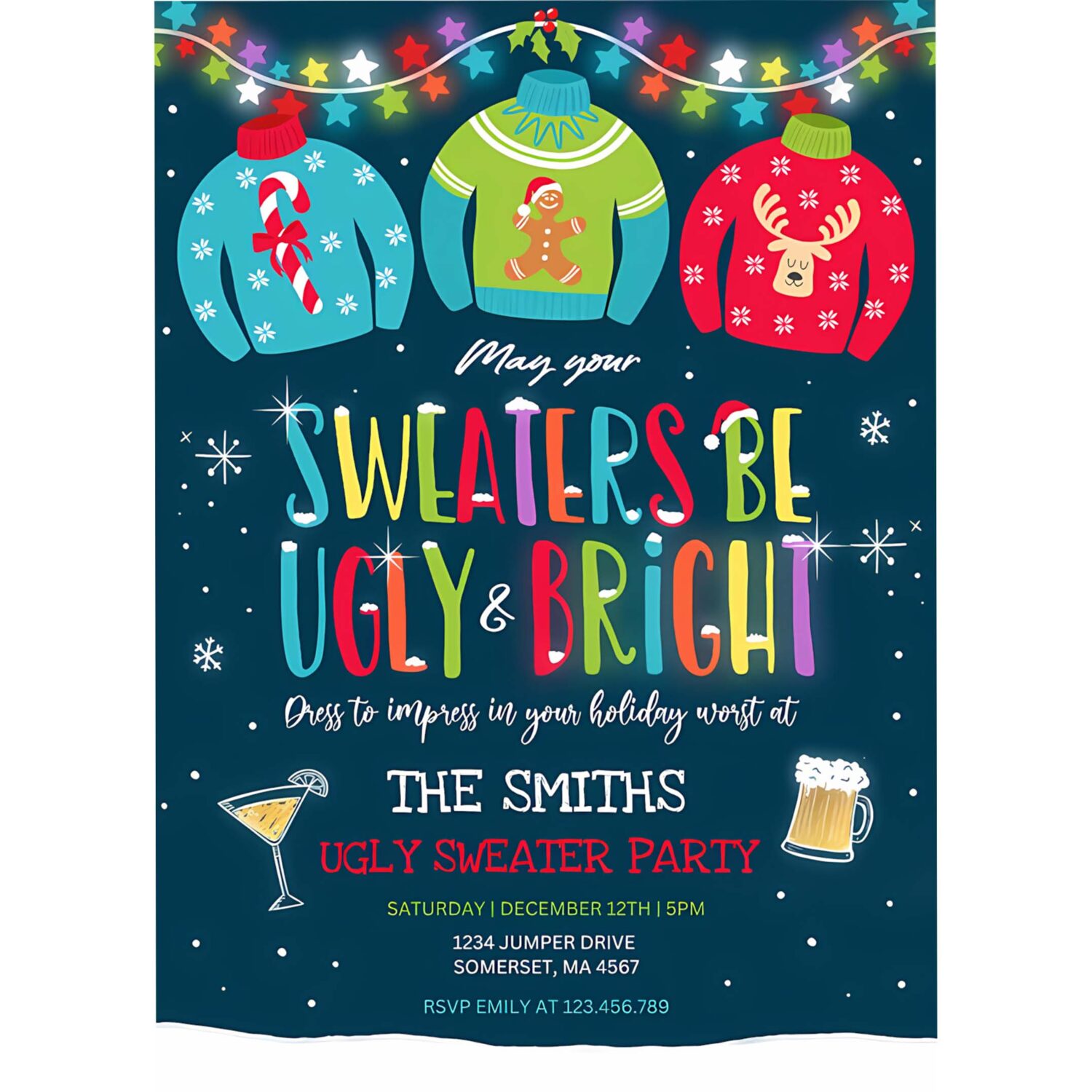 Ugly sweater party invite ugly and bright sweater l89x 4 1