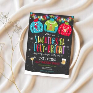 Ugly sweater party invite ugly and bright sweater t33j 1