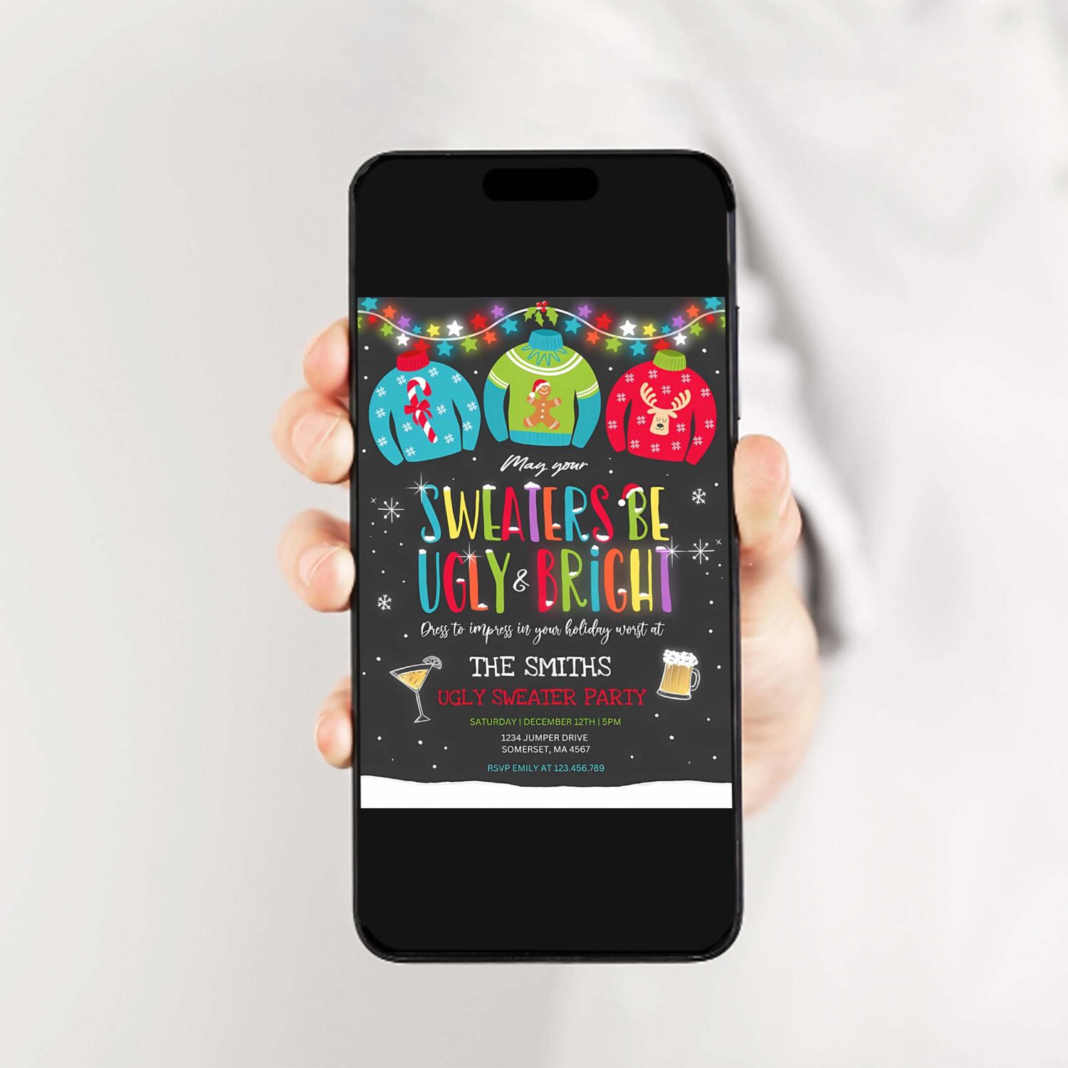 Ugly sweater party invite ugly and bright sweater t33j 2