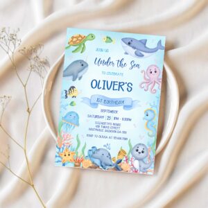 Under the sea birthday invitation editable ocean animals party invite under the sea invite 1