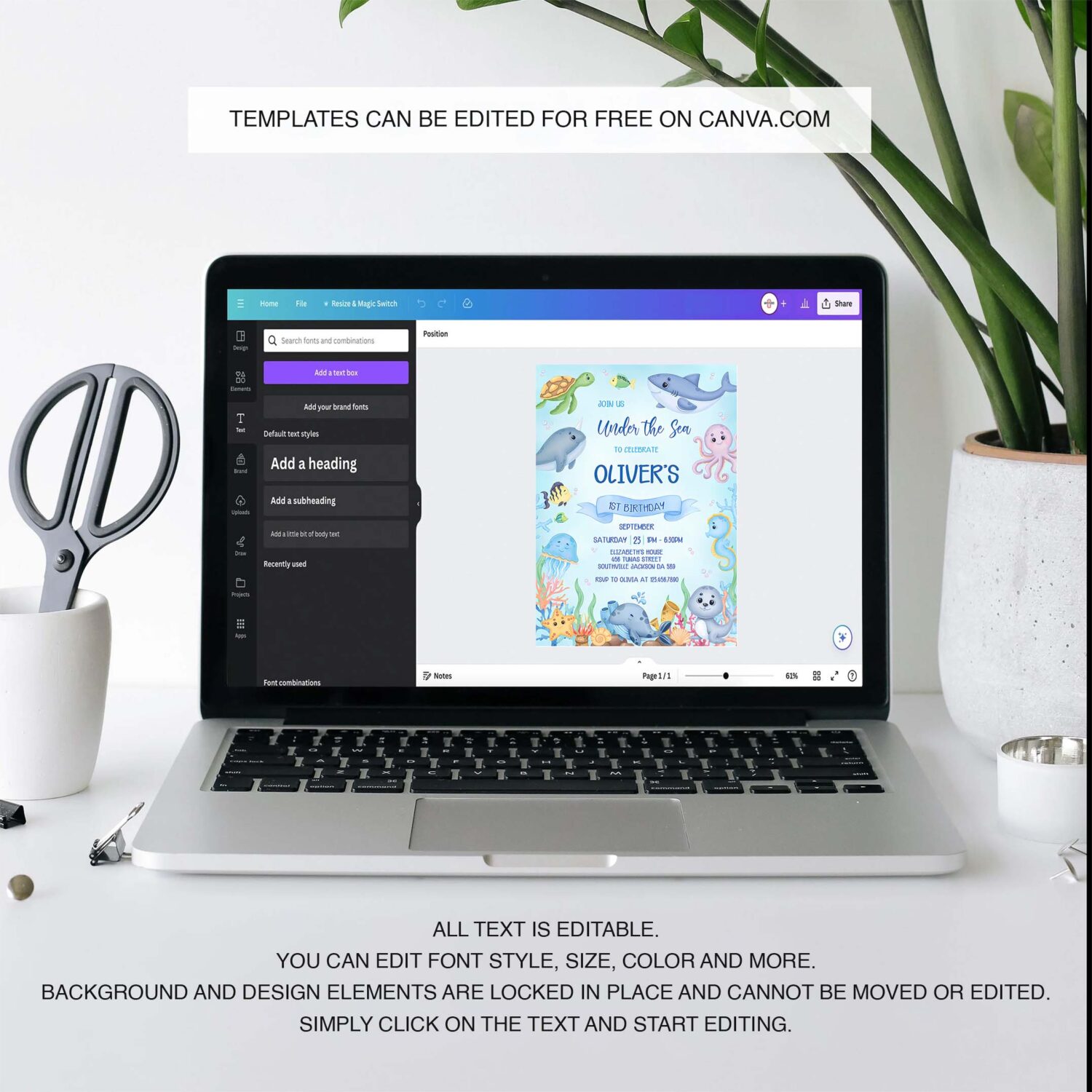 Under the sea birthday invitation editable ocean animals party invite under the sea invite 3