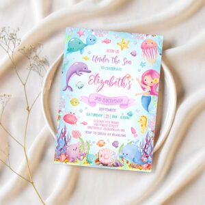 Under the sea birthday invitation ocean animals party invite under the sea party 1