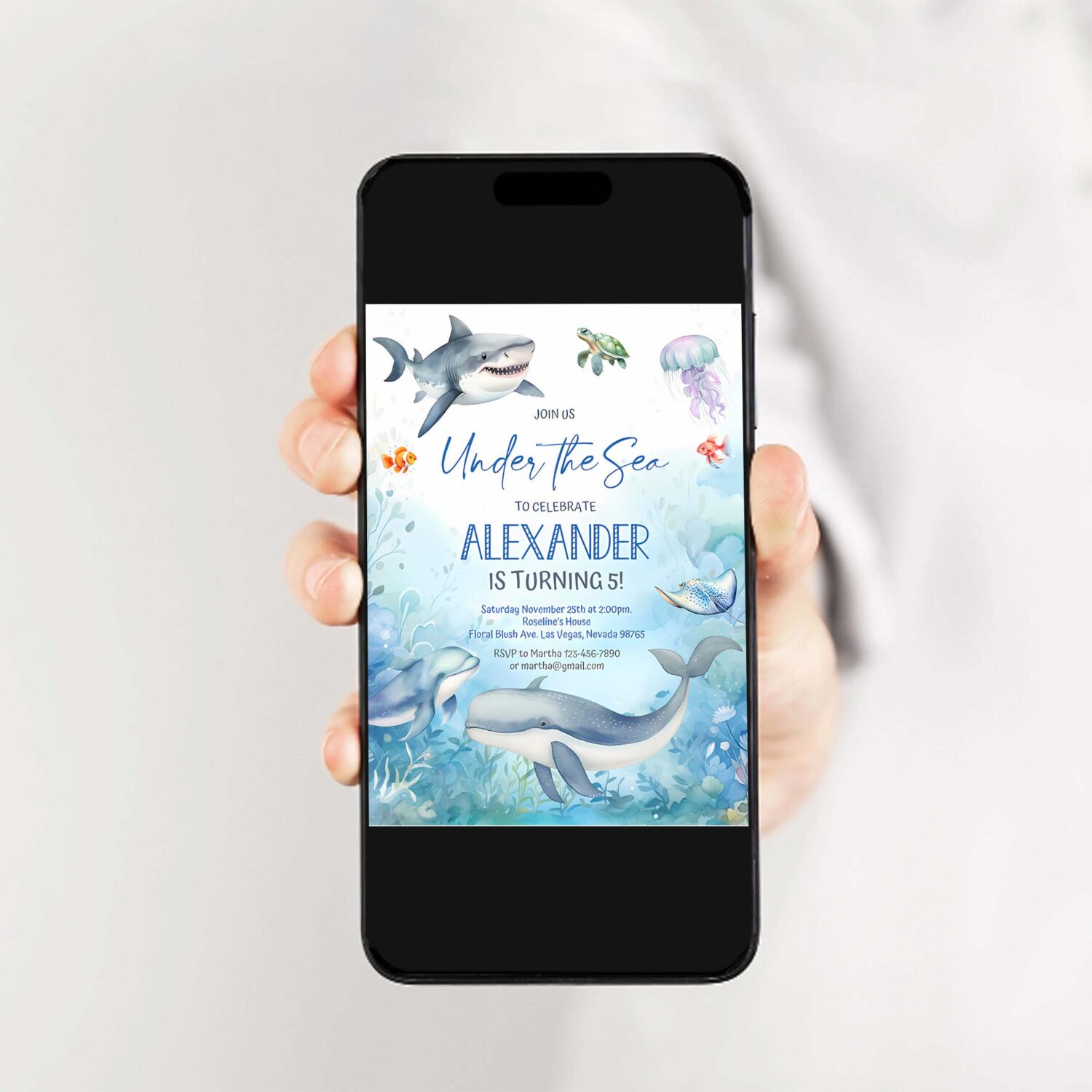 Under the sea invitation oneder the sea birthday invite sea animals ocean theme whale shark fish 2