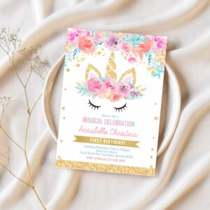 Unicorn birthday invitation editable unicorn invite unicorn birthday party unicorn party magical invitation 1