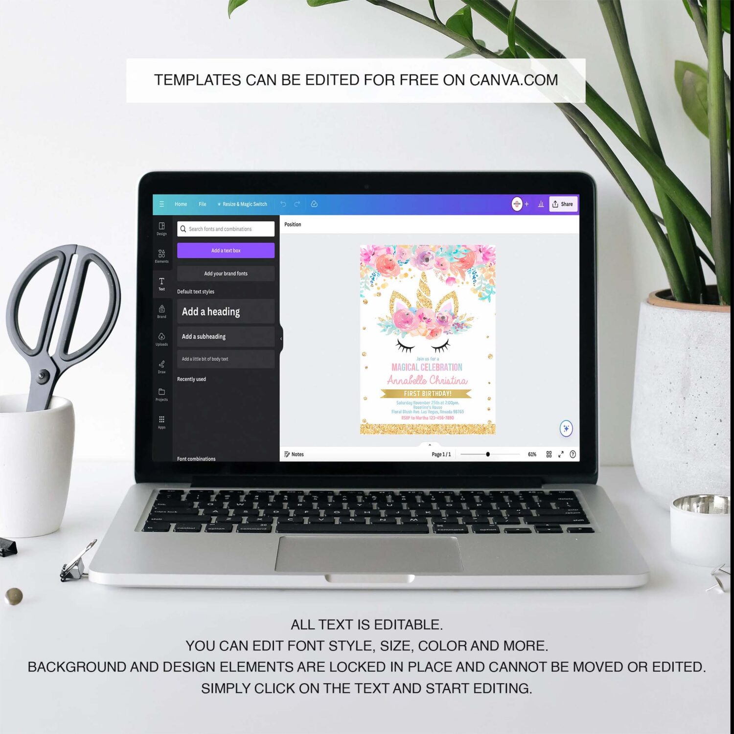 Unicorn birthday invitation editable unicorn invite unicorn birthday party unicorn party magical invitation 3