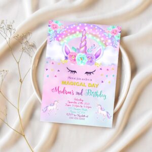 Unicorn birthday invitation unicorn invitation unicorn template 1