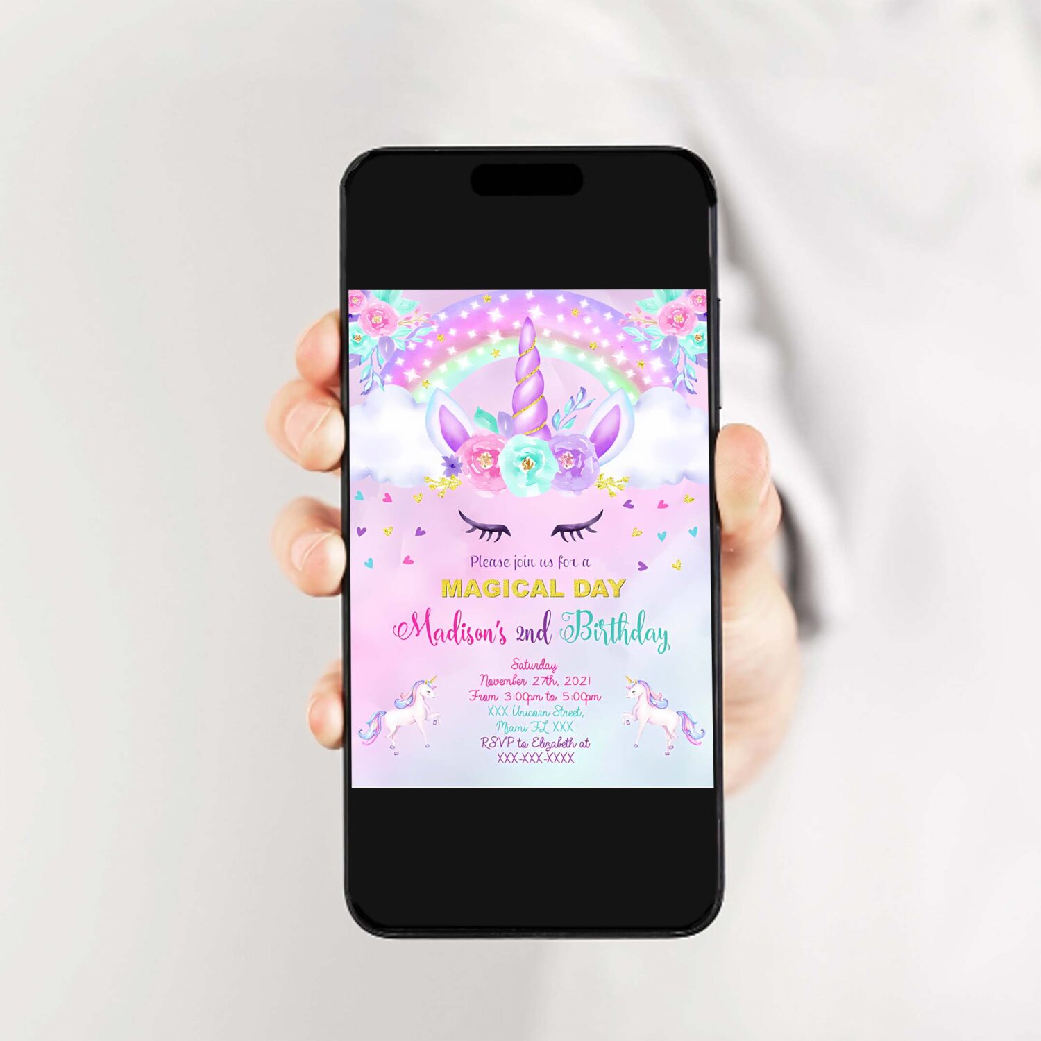 Unicorn birthday invitation unicorn invitation unicorn template 2