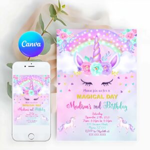 Unicorn Invitation, Unicorn Birthday Invitation, Unicorn Invitation, Unicorn Party Invitation