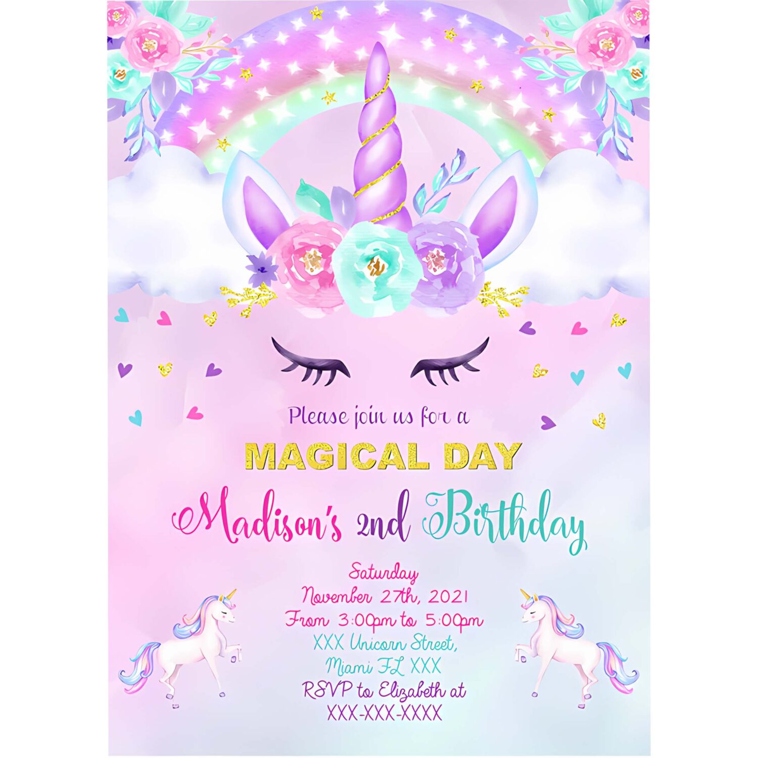 Unicorn birthday invitation unicorn invitation unicorn template 4
