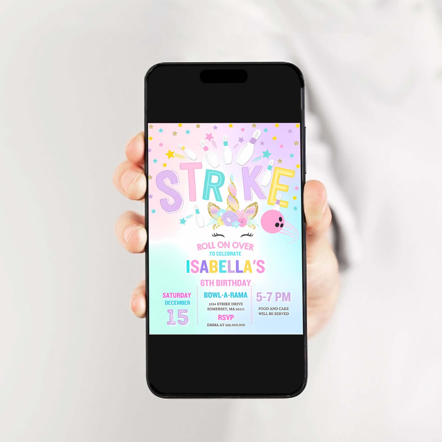 Unicorn bowling invitation unicorn bowling birthday invitation strike bowling party bowling party 2