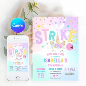 Bowling Invitation, Unicorn Bowling Invitation