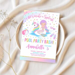 Unicorn pool party invitation unicorn mermaid pool party invite unicorn pool float pool party bash 1