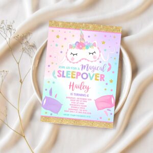 Unicorn slumber party invitation unicorn sleepover birthday invitation magical unicorn sleepover party 1