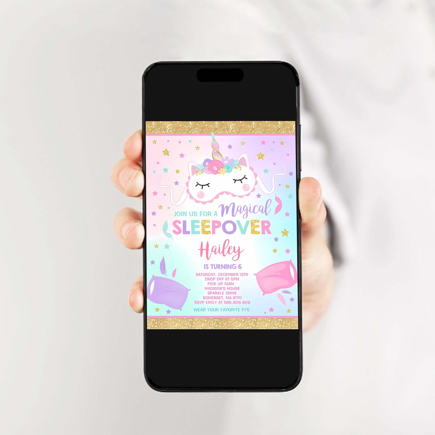 Unicorn slumber party invitation unicorn sleepover birthday invitation magical unicorn sleepover party 2