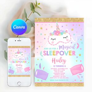 Slumber Invitation, Unicorn Slumber Party Invitation