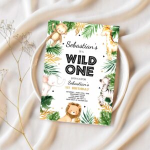 Wild one birthday invitation safari animals invitation boy safari animal party safari wild one part 1