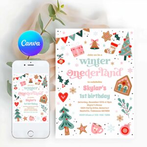 Winter ONEderland Invitation, Winter ONEderland Pink Christmas Birthday Party Invitation